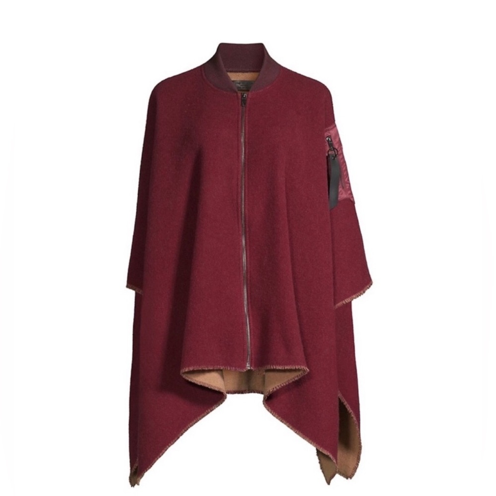 RAG & BONE Wool Bomber Poncho Coat One Size
